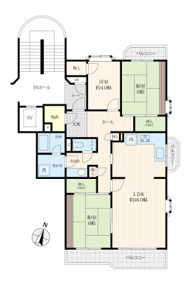 �Ԏ��} ��L�ʐρF90.19�u�@3LDK�@�a6���~2�@�m4.0���@LDK16.0��